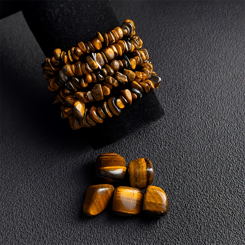 10pcs/Set Tiger's Eye Stone Chip Bracelet Set